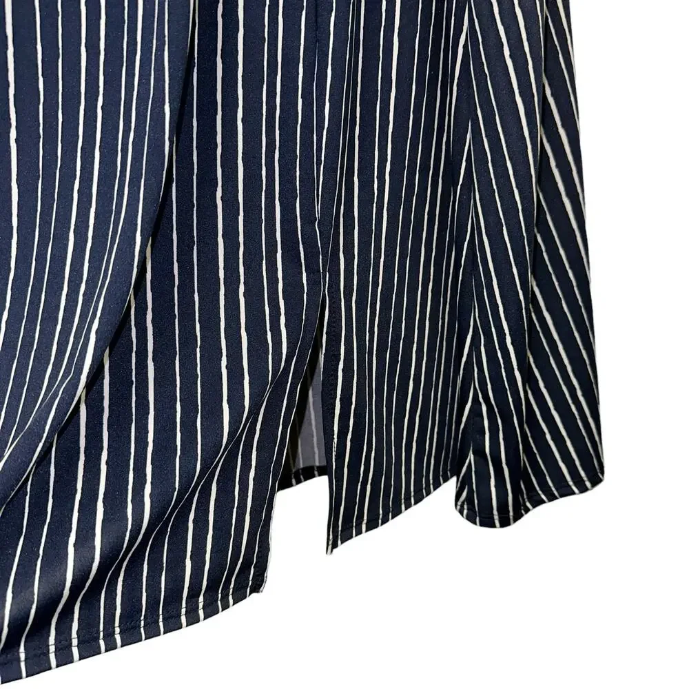 Love Ryan Navy Stripe Midi Skirt XL NWT Elastic Waist Flowy Boho